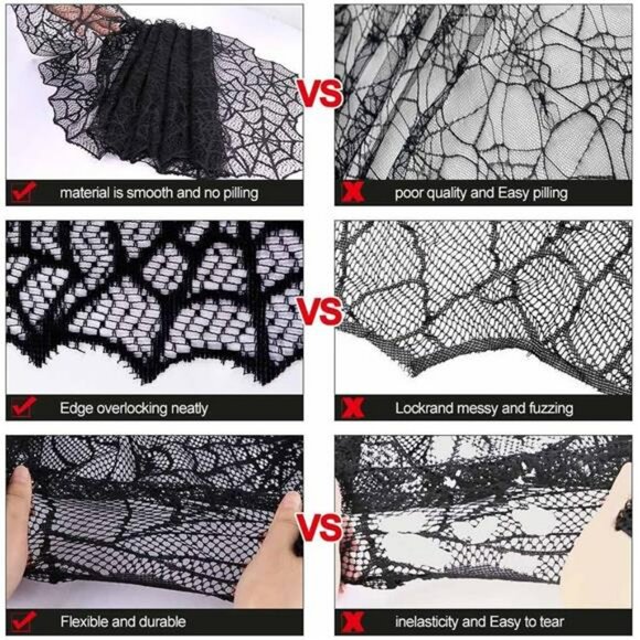 Halloween spider web lace table runner black 20x80 inch haunted house decor - Picture 3 of 8